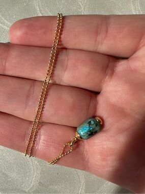 Gold Plated Chain with Amazonite Gemstone Pendant